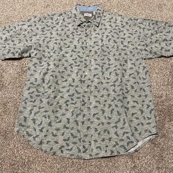 Bugle Boy Company Mens Leaf Pattern Short Sleeve Button Up Shirt